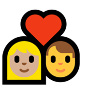 👩🏼‍❤️‍👨 Emoji sich küssendes Paar - Frau, Mann: mittelhelle Hautfarbe,mittlere Hautfarbe Microsoft Windows 11.