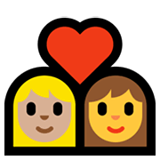 Émoji 👩🏼‍❤️‍👩 Couple Avec Cœur - Femme: Peau Moyennement Claire, Femme sur Microsoft Windows 11.
