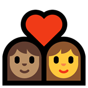 👩🏽‍❤️‍👩 Emoji Casal Apaixonado - Mulher: Pele Morena, Mulher na Microsoft Windows 11.