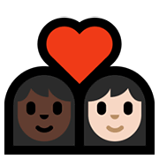 Emoji 👩🏿‍❤️‍👩🏻 Coppia Con Cuore - Donna: Carnagione Scura, Donna: Carnagione Chiara su Microsoft Windows 11.
