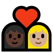 Emoji 👩🏿‍❤️‍👩🏼 Coppia Con Cuore - Donna: Carnagione Scura, Donna: Carnagione Abbastanza Chiara su Microsoft Windows 11.