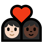 Emoji 👩🏻‍❤️‍👩🏿 Coppia Con Cuore - Donna: Carnagione Chiara, Donna: Carnagione Scura su Microsoft Windows 11.