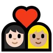 Émoji 👩🏻‍❤️‍👩🏼 Couple Avec Cœur - Femme: Peau Claire, Femme: Peau Moyennement Claire sur Microsoft Windows 11.