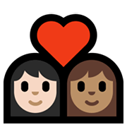 Emoji 👩🏻‍❤️‍👩🏽 Coppia Con Cuore - Donna: Carnagione Chiara, Donna: Carnagione Abbastanza Chiara su Microsoft Windows 11.