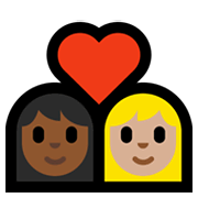 Emoji 👩🏾‍❤️‍👩🏼 Coppia Con Cuore - Donna: Carnagione Abbastanza Scura, Donna: Carnagione Abbastanza Chiara su Microsoft Windows 11.