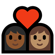 Emoji 👩🏾‍❤️‍👩🏽 Coppia Con Cuore - Donna: Carnagione Abbastanza Scura, Donna: Carnagione Olivastra su Microsoft Windows 11.