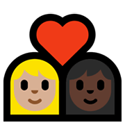 Emoji 👩🏼‍❤️‍👩🏿 Coppia Con Cuore - Donna: Carnagione Abbastanza Chiara, Donna: Carnagione Scura su Microsoft Windows 11.