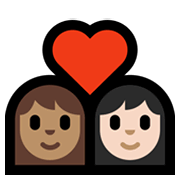 Émoji 👩🏽‍❤️‍👩🏻 Couple Avec Cœur - Femme: Peau Légèrement Mate, Femme: Peau Claire sur Microsoft Windows 11.