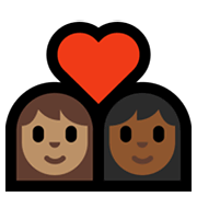 Emoji 👩🏽‍❤️‍👩🏾 Coppia Con Cuore - Donna: Carnagione Olivastra, Donna: Carnagione Abbastanza Scura su Microsoft Windows 11.