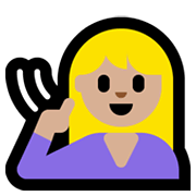 🧏🏼‍♀️ Emoji Mujer Sorda: Tono De Piel Claro Medio en Microsoft Windows 11.