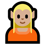 Emoji 🧝🏼 Elfo: Carnagione Abbastanza Chiara su Microsoft Windows 11.