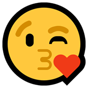 Emoji 😘 Faccina Che Manda Un Bacio su Microsoft Windows 11.