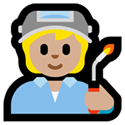 Emoji 🧑🏼‍🏭 Persona Che Lavora In Fabbrica: Carnagione Abbastanza Chiara su Microsoft Windows 11.