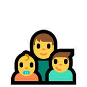 Emoji 👨‍👶‍👦 Famiglia: Uomo, Neonato, Bambino su Microsoft Windows 11.