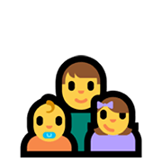 Emoji 👨‍👶‍👧 Famiglia: Uomo, Neonato, Bambina su Microsoft Windows 11.