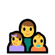 Emoji 👨‍👧‍👶 Famiglia: Uomo, Bambina, Neonato su Microsoft Windows 11.