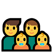 Emoji 👨‍👨‍👶‍👶 Famiglia: Uomo, Uomo, Neonato, Neonato su Microsoft Windows 11.