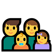 Emoji 👨‍👨‍👶‍👧 Famiglia: Uomo, Uomo, Neonato, Bambina su Microsoft Windows 11.