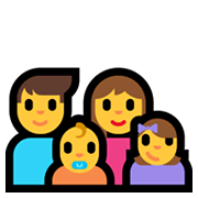 Emoji 👨‍👩‍👶‍👧 Famiglia: Uomo, Donna, Neonato, Bambina su Microsoft Windows 11.