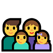 Émoji 👨‍👩‍👦‍👧 Famille: Homme, Femme, Garçon, Fille sur Microsoft Windows 11.