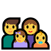 Émoji 👨‍👩‍👧‍👶 Famille: Homme, Femme, Fille, Bébé sur Microsoft Windows 11.