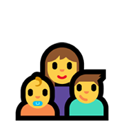 Emoji 👩‍👶‍👦 Famiglia: Donna, Neonato, Bambino su Microsoft Windows 11.