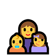 Émoji 👩‍👶‍👧 Famille: Femme, Bébé, Fille sur Microsoft Windows 11.