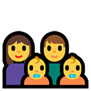 👩‍👨‍👶‍👶 Emoji Familia: mujer, hombre, bebé, bebé en Microsoft Windows 11.