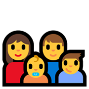 Emoji 👩‍👨‍👶‍👦 Famiglia: Donna, Uomo, Neonato, Bambino su Microsoft Windows 11.
