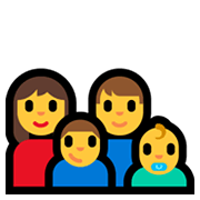 Emoji 👩‍👨‍👦‍👶 Famiglia: Donna, Uomo, Bambino, Neonato su Microsoft Windows 11.