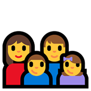 👩‍👨‍👦‍👧 Emoji Família: Mulher, Homem, Menino, Menina na Microsoft Windows 11.