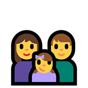 Emoji 👩‍👨‍👧 Famiglia: Donna, Uomo, Bambina su Microsoft Windows 11.