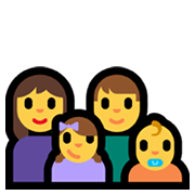 Emoji 👩‍👨‍👧‍👶 Famiglia: Donna, Uomo, Bambina, Neonato su Microsoft Windows 11.