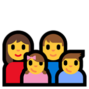 Emoji 👩‍👨‍👧‍👦 Famiglia: Donna, Uomo, Bambina, Bambino su Microsoft Windows 11.