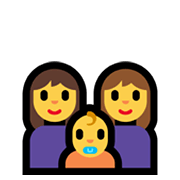 👩‍👩‍👶 Emoji Familia: mujer, mujer, bebé en Microsoft Windows 11.