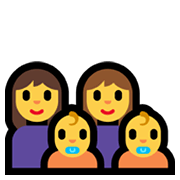 👩‍👩‍👶‍👶 Emoji Familia: mujer, mujer, bebé, bebé en Microsoft Windows 11.