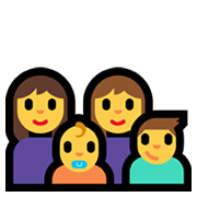 👩‍👩‍👶‍👦 Emoji Familia: mujer, mujer, bebé, niño en Microsoft Windows 11.
