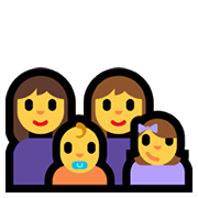 Émoji 👩‍👩‍👶‍👧 Famille: Femme, Femme, Bébé, Fille sur Microsoft Windows 11.