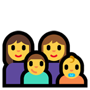 Emoji 👩‍👩‍👦‍👶 Famiglia: Donna, Donna, Bambino, Neonato su Microsoft Windows 11.