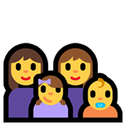 Émoji 👩‍👩‍👧‍👶 Famille: Femme, Femme, Fille, Bébé sur Microsoft Windows 11.