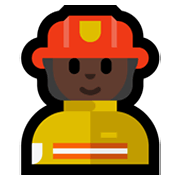 🧑🏿‍🚒 Emoji Feuerwehrmann/-frau: dunkle Hautfarbe Microsoft Windows 11.