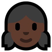 👧🏿 Emoji Niña: Tono De Piel Oscuro en Microsoft Windows 11.