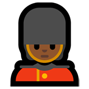 💂🏾 Emoji Wachmann/Wachfrau: mitteldunkle Hautfarbe Microsoft Windows 11.