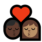 👨🏿‍❤️‍💋‍👩🏽 Emoji sich küssendes Paar - Mann: dunkle Hautfarbe, Frau: mittlere Hautfarbe Microsoft Windows 11.