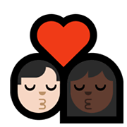 👨🏻‍❤️‍💋‍👩🏿 Emoji sich küssendes Paar - Mann: helle Hautfarbe, Frau: dunkle Hautfarbe Microsoft Windows 11.