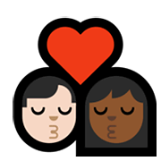 👨🏻‍❤️‍💋‍👩🏾 Emoji sich küssendes Paar - Mann: helle Hautfarbe, Frau: mitteldunkle Hautfarbe Microsoft Windows 11.