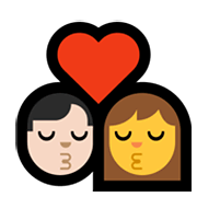👨🏻‍❤️‍💋‍👩 Emoji sich küssendes Paar - Mann: helle Hautfarbe, Frau Microsoft Windows 11.