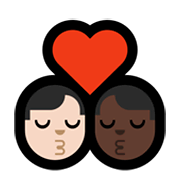 Emoji 👨🏻‍❤️‍💋‍👨🏿 Bacio Tra Coppia - Uomo: Carnagione Chiara, Uomo: Carnagione Scura su Microsoft Windows 11.