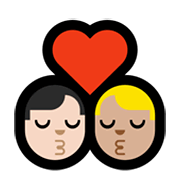 👨🏻‍❤️‍💋‍👨🏼 Emoji sich küssendes Paar - Mann: helle Hautfarbe, Mann: mittelhelle Hautfarbe Microsoft Windows 11.