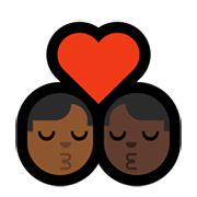 👨🏾‍❤️‍💋‍👨🏿 Emoji sich küssendes Paar - Mann: mitteldunkle Hautfarbe, Mann: dunkle Hautfarbe Microsoft Windows 11.